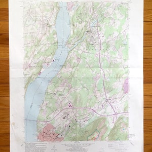 Antique Wappingers Falls, New York 1956 Carte topographique de l’US Geological Survey – Ulster, Orange, Comté de Dutchess, Marlborough, Poughkeepsie NY