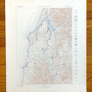 Antique Coos Bay, Oregon 1900 Mapa topográfico del Servicio Geológico de EE. UU. - Coquille, Cape Arago, North Bend, Empire, Bandon, Riverton, Prosper, OR