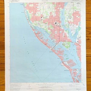 Antike St. Petersburg, Florida 1974 US Geologische Untersuchung Topographische Karte - Pinellas County, Seminole, Treasure Island, Madeira Beach, FL