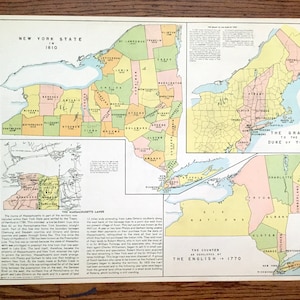 Antik 1941 New York Historische Karte von WP Munger es Historical Atlas of New York State – Manhattan, Long Island, Adirondacks, Duke, NY