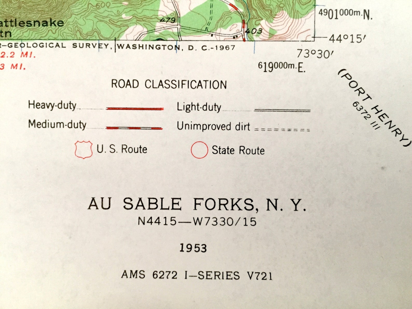 Antique Au Sable Forks New York 1953 US Geological Survey Etsy