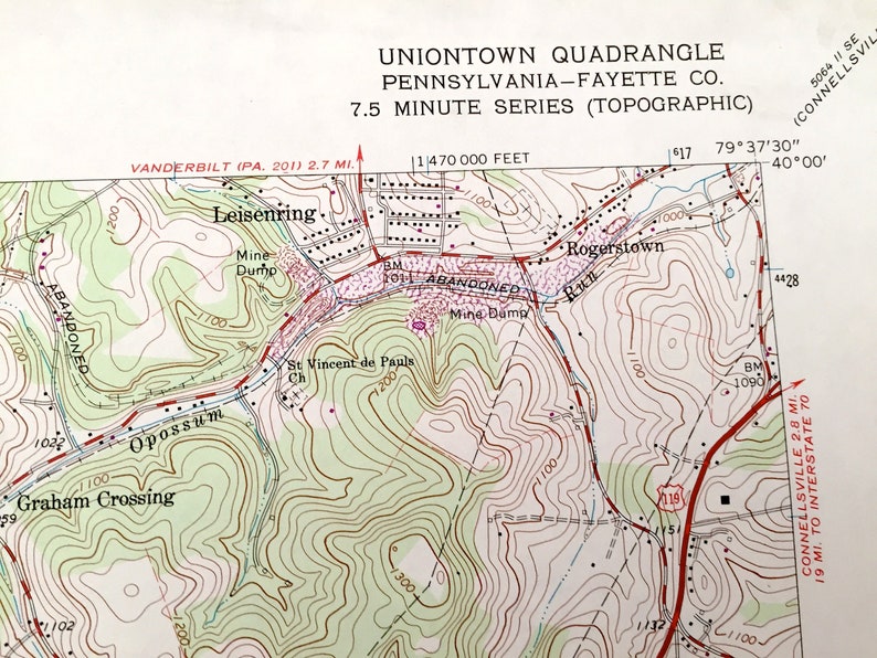 Antique Uniontown Pennsylvania 1963 US Geological Survey Etsy