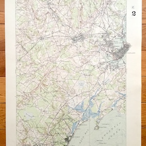 Antiguo Portland, Maine 1916 US Geological Survey Topographic Map – Scarborough, Westbrook, Falmouth, Back Cove, Pleasantdale Knightville ME