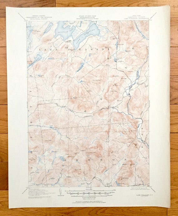 Antique Lake Pleasant New York 1907 US Geological Survey Etsy