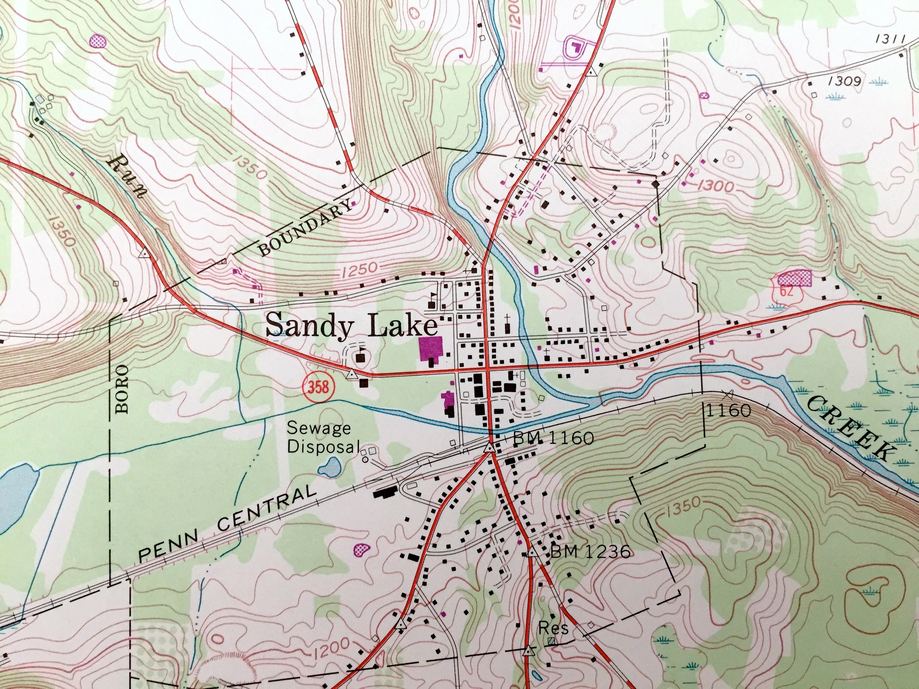Antique Sandy Lake Pennsylvania 1960 US Geological Survey Etsy
