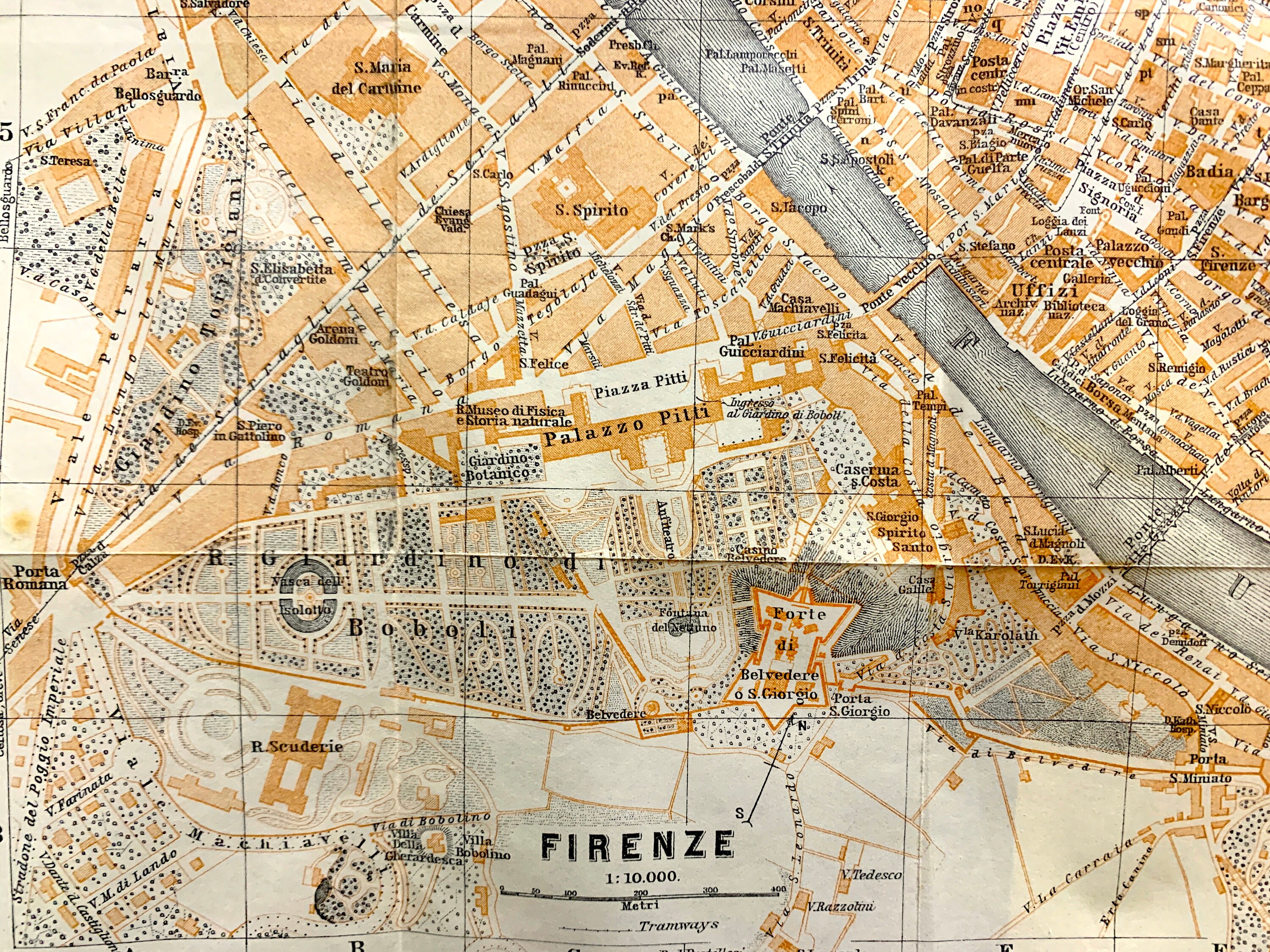 Baedekers Guide の 1913 年アンティーク フィレンツェ、イタリアの