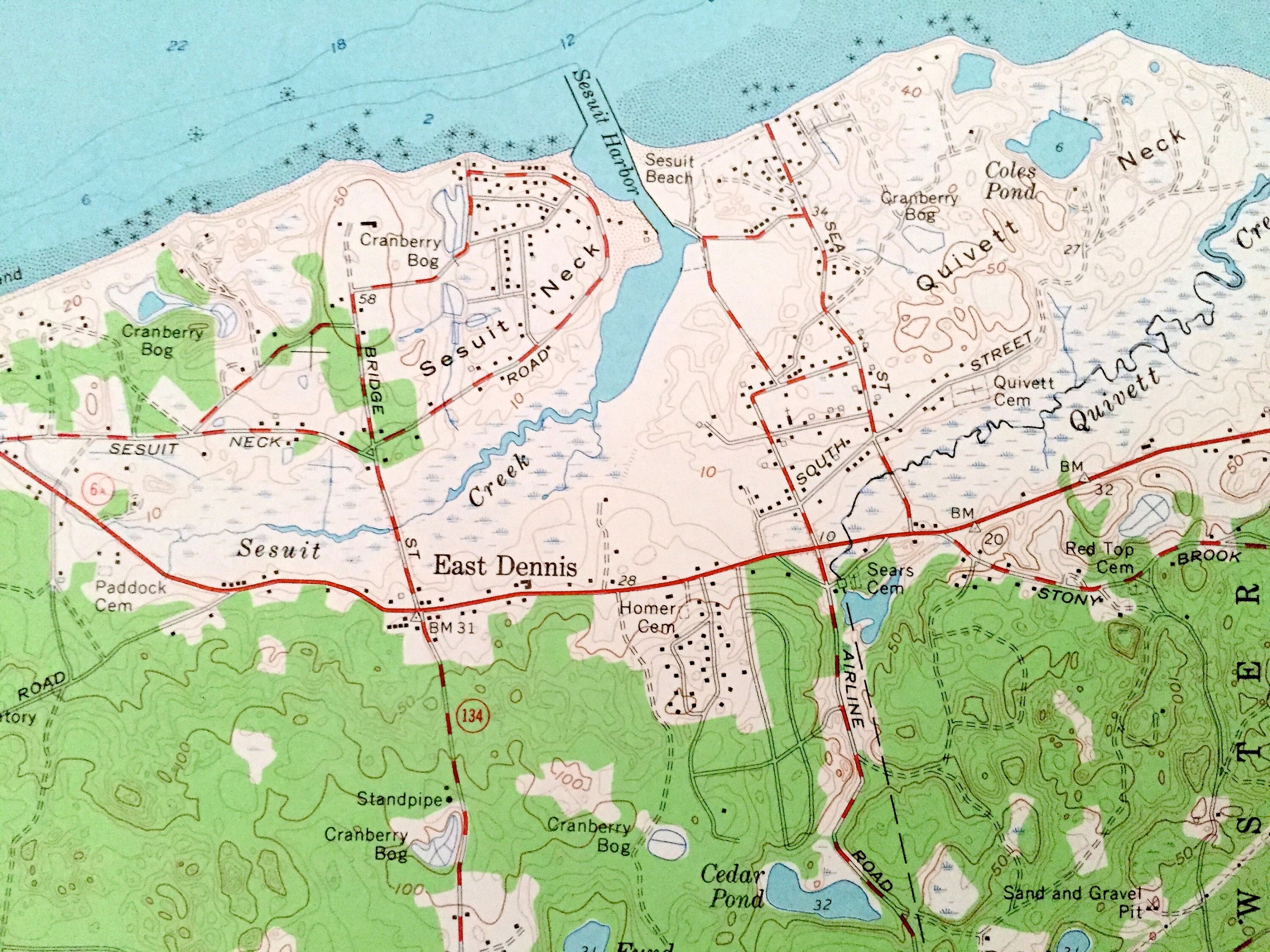 Antiguo Dennis Massachusetts 1961 US Geological Survey Mapa Etsy