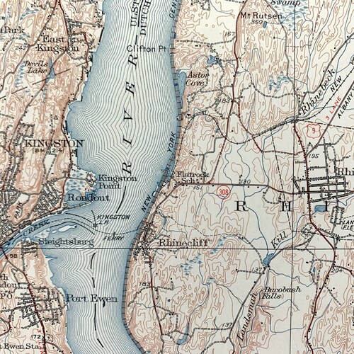 Antique Kingston, New York 1939 US Geological Survey Topographic Map – Rhinebeck, Staatsburg, Hyde Park, Port Ewen Ulster shops Dutchess County NY