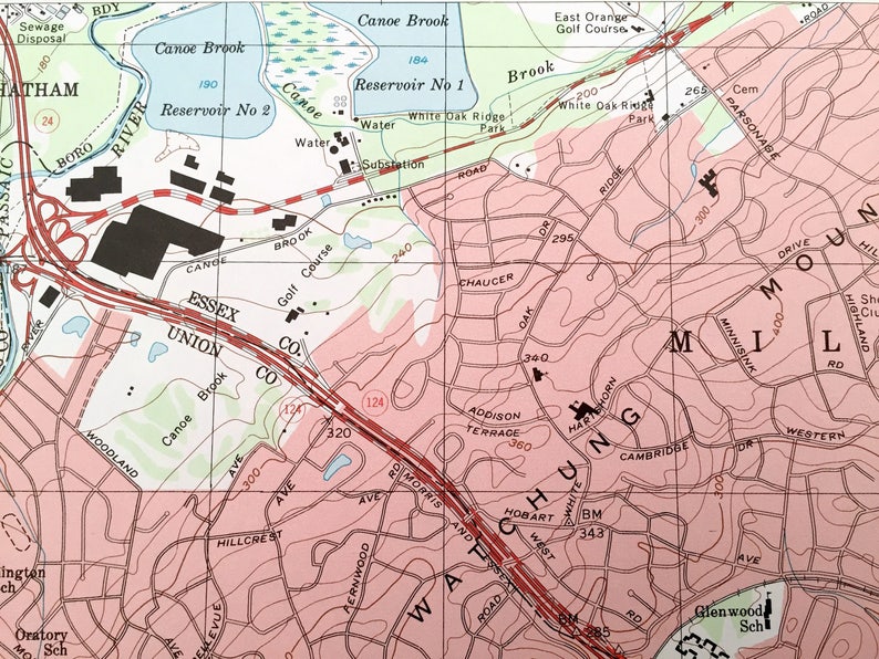 Antique Roselle New Jersey 1995 US Geological Survey Etsy