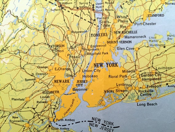 1956 年アンティークニューヨーク州地図、ニューヨーク州商務省
