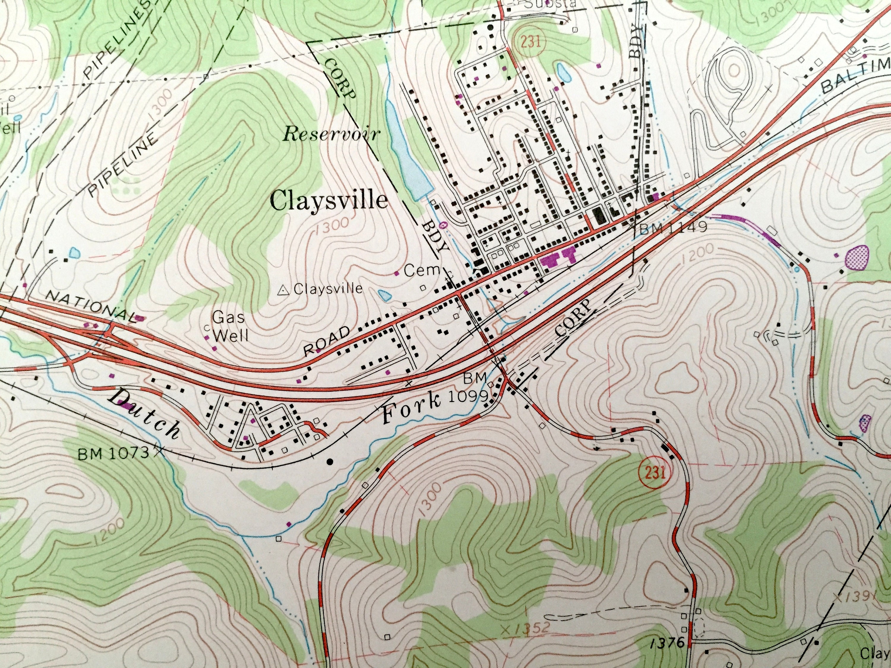 Antique Claysville Pennsylvania 1964 US Geological Survey Etsy