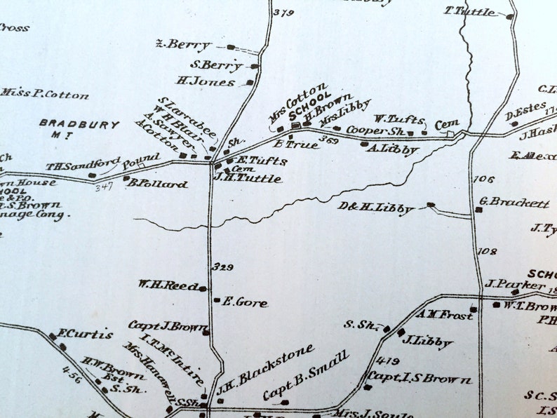 Antique 1871 Pownal Maine Map From F.W. Beers Atlas of Etsy