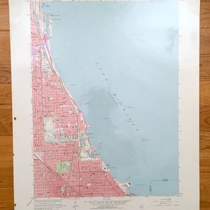 Antique Jackson Park, Illinois 1963 US Geological Survey Carte topographique - Cook County, Chicago, Lake Michigan, Northerly Island, Indiana IL