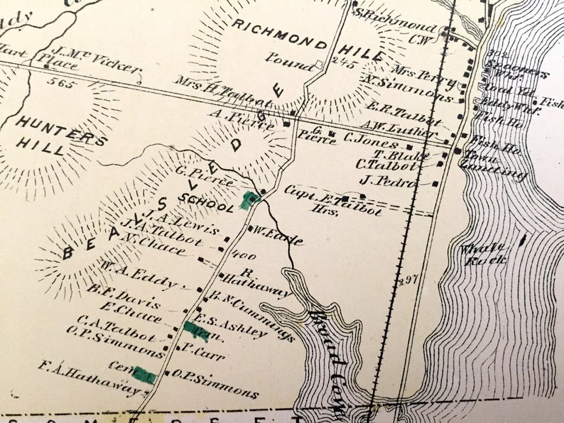 Antique 1871 Dighton Massachusetts Map From F.W. Beers Atlas Etsy