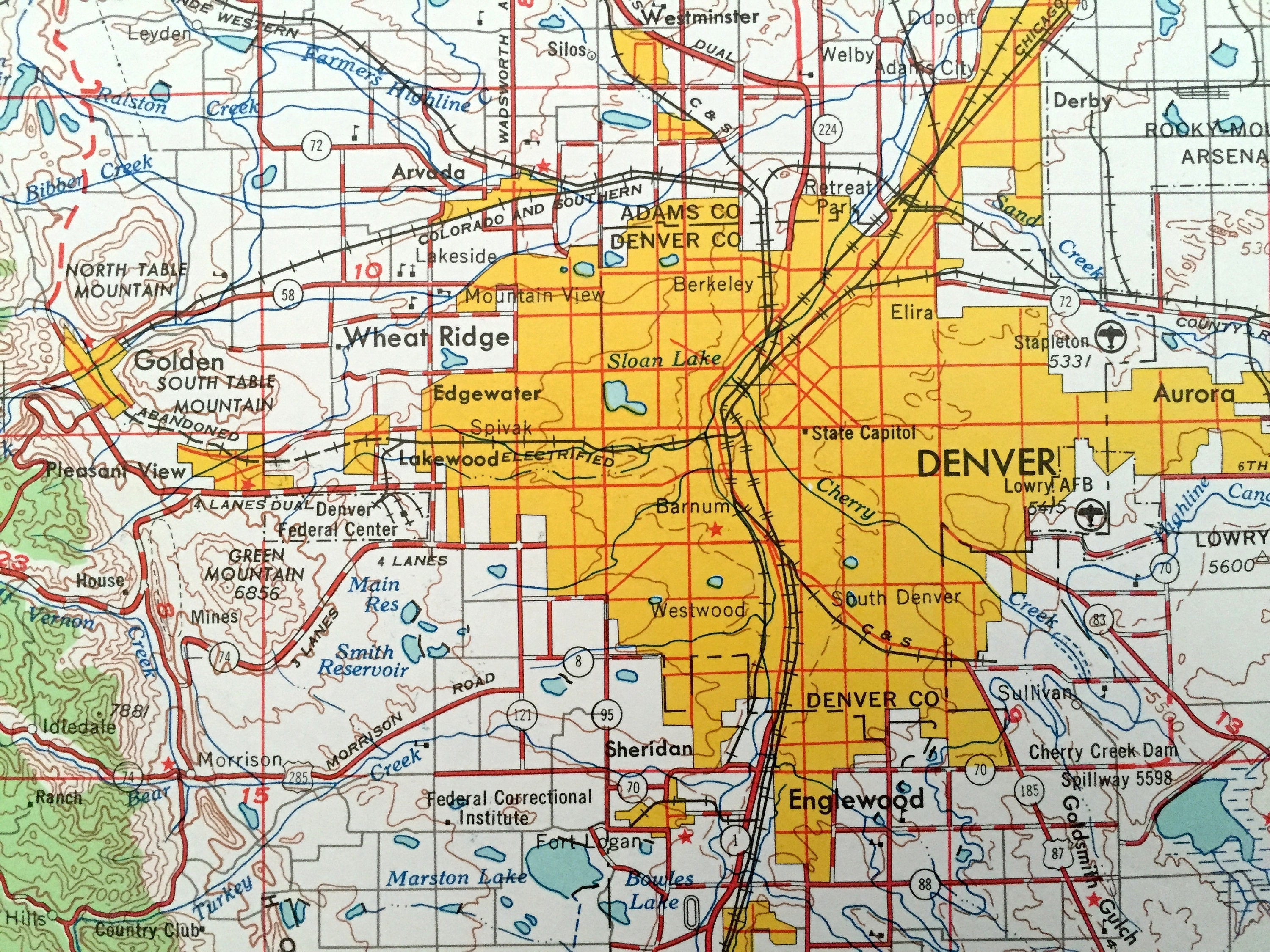 Antique Denver, Colorado 1953 US Geological Survey Topographic Map  display picture 1
