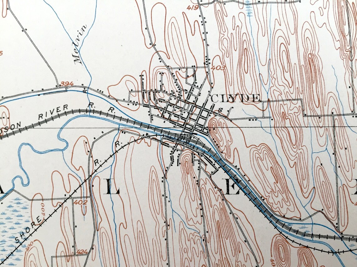 Antique Clyde Nueva York 1902 Us Geological Survey Etsy España