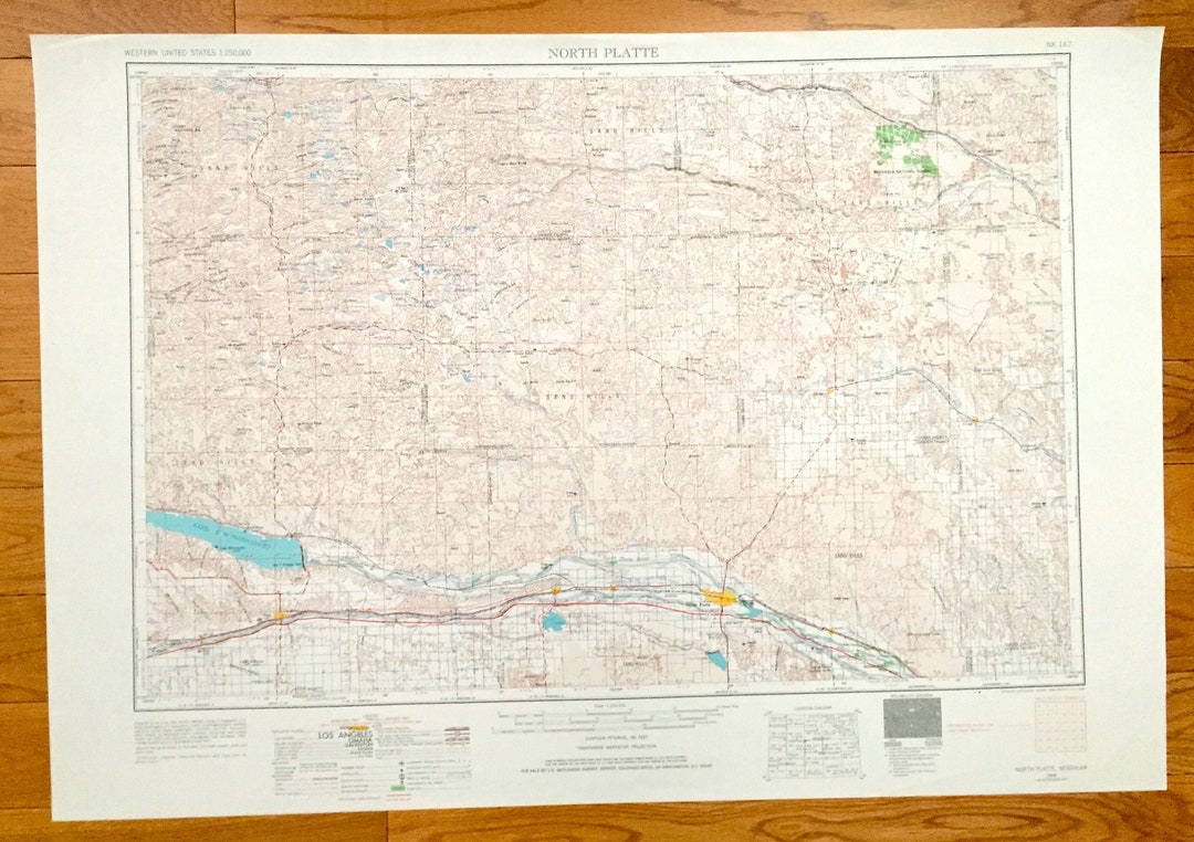 Antique North Platte, Nebraska 1954 US Geological Survey Topographic