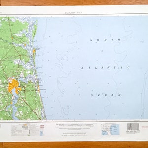 Antique Jacksonville, Florida 1960 analisi geologica degli Stati Uniti mappa topografica – Georgia, Orange Park, Arlington, Fernandina Beach, Spaulding