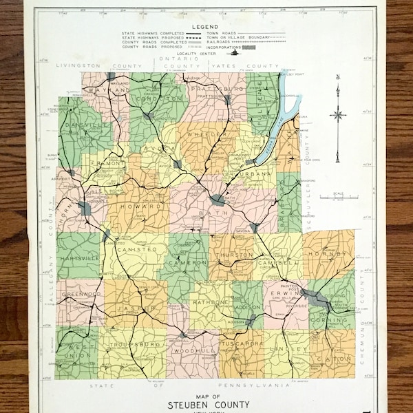 Cohocton Ny Map Etsy