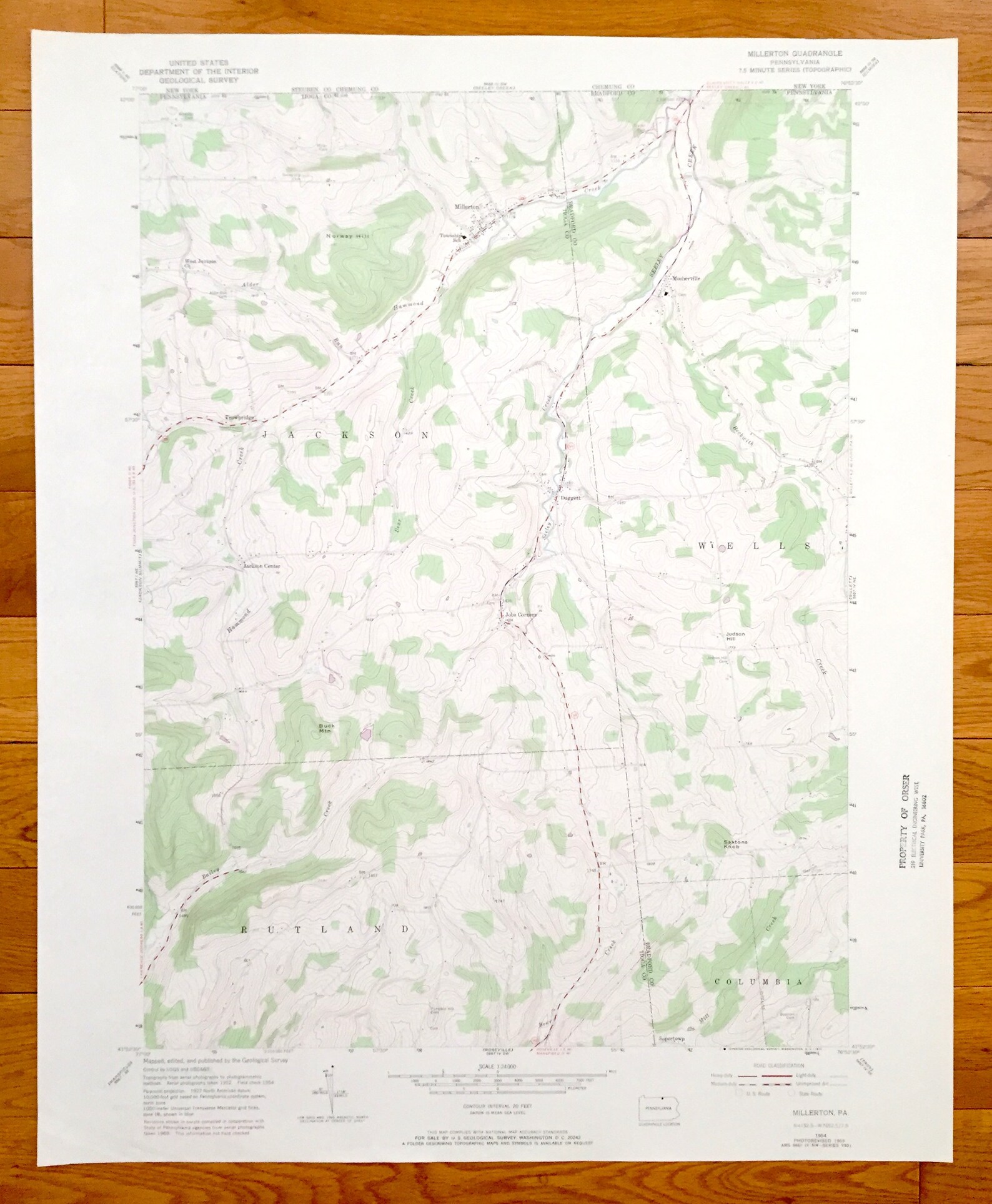 Antique Millerton Pennsylvania 1954 US Geological Survey Etsy