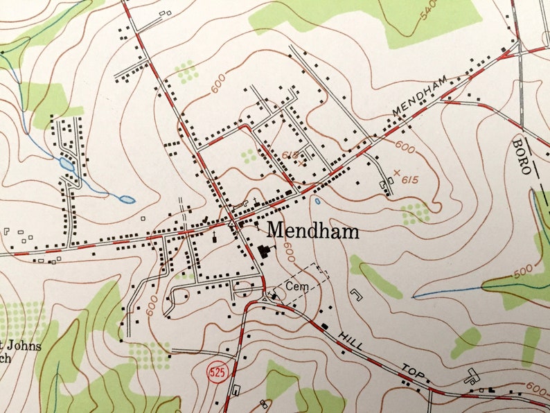 Antique Mendham New Jersey 1954 US Geological Survey Etsy