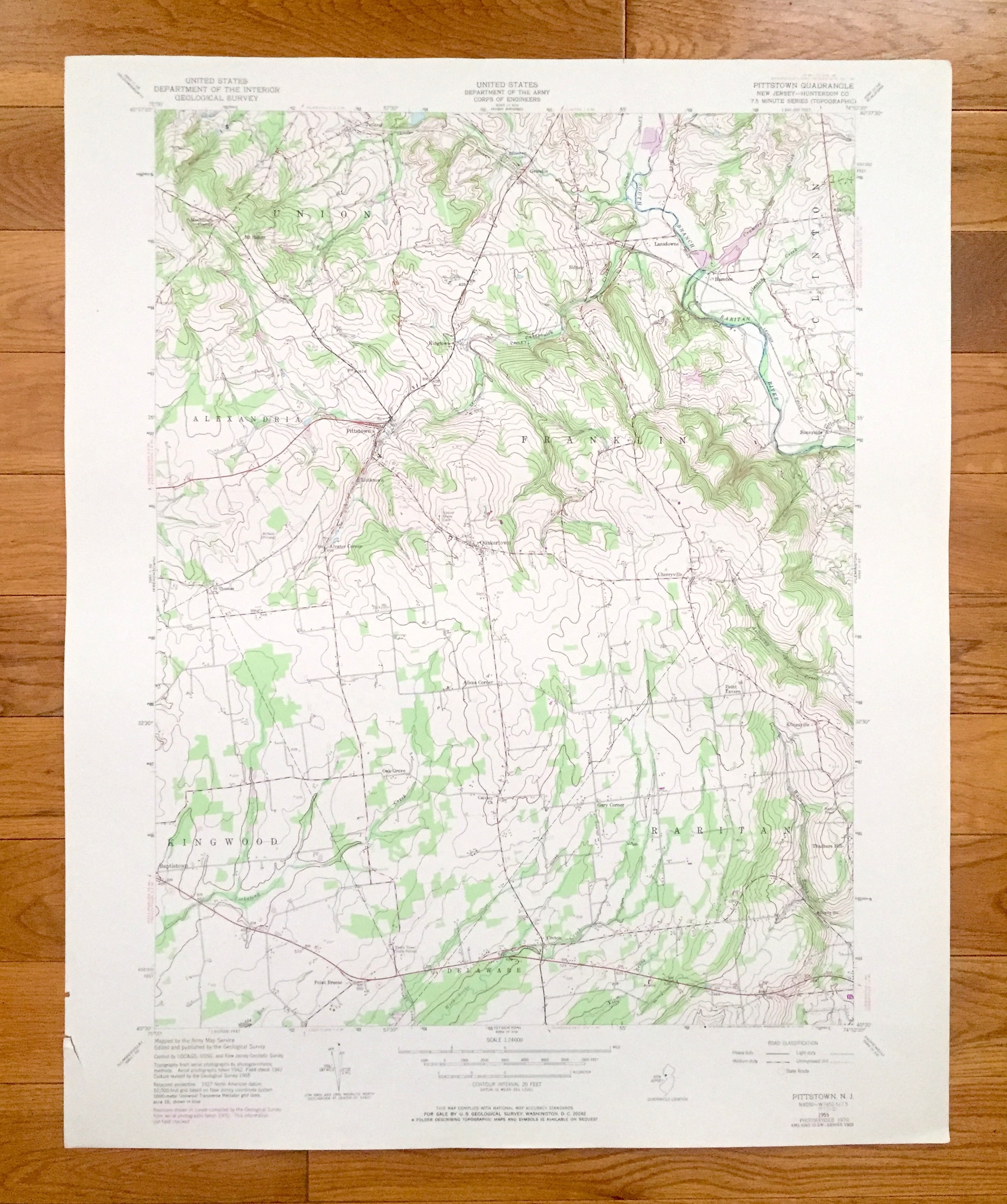 Antique Pittstown New Jersey 1955 US Geological Survey Etsy