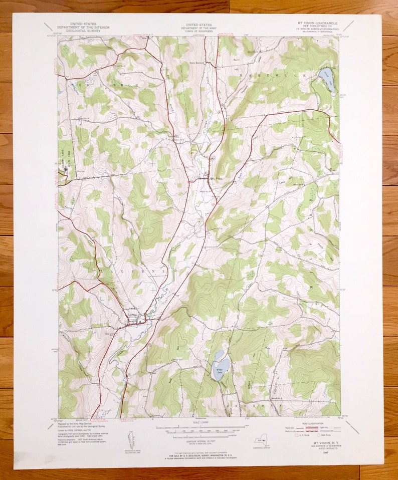Antique Mt. Vision New York 1943 US Geological Survey Etsy