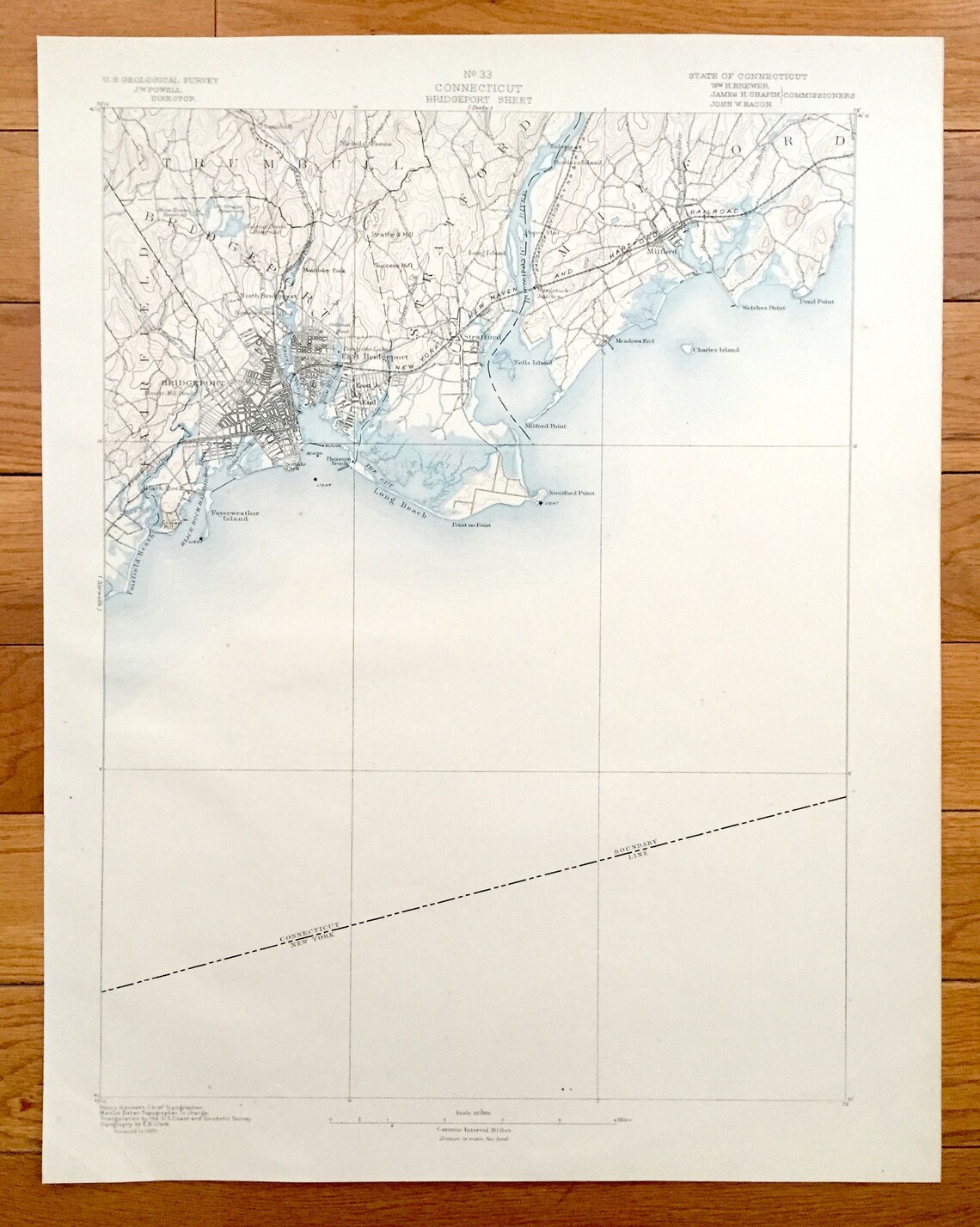 Carte Ancienne De Bridgeport, Connecticut (1867) - Reproduction Vintage Prête à Encadrer