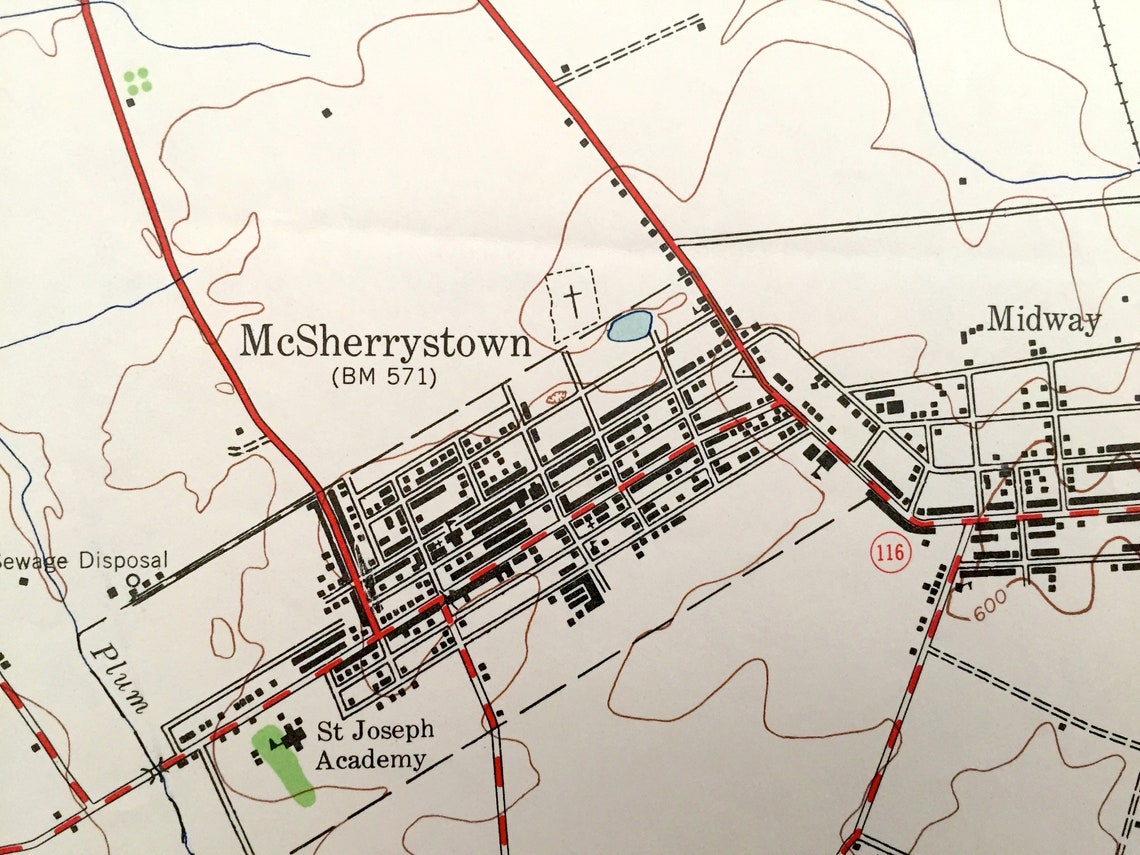 Antique Mcsherrystown Pennsylvania 1944 US Geological Survey Etsy