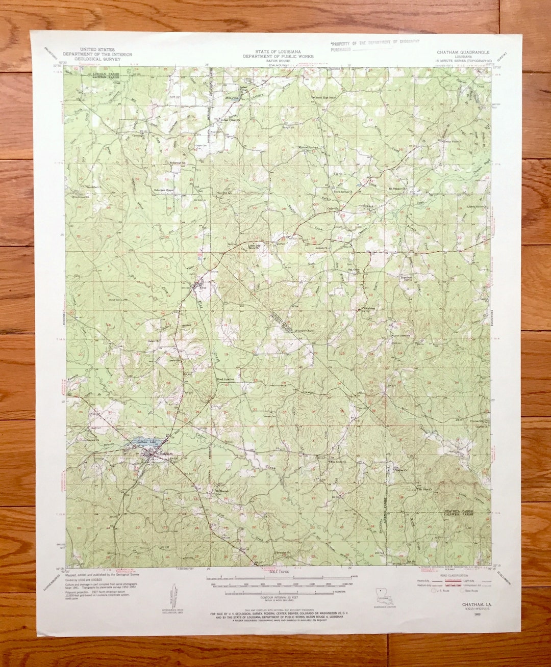 Antique Chatham, Louisiana 1953 US Geological Survey Topographic Map