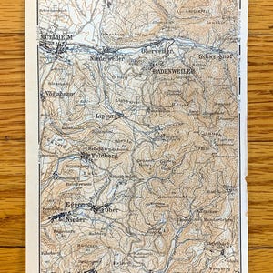 Antique 1911 Mullheim, Germany Map from Baedekers Guide Atlas – Baden-Württemberg, Badenweiler, Sitzenkirch, Feuerbach, Feldberg, Oberweiler