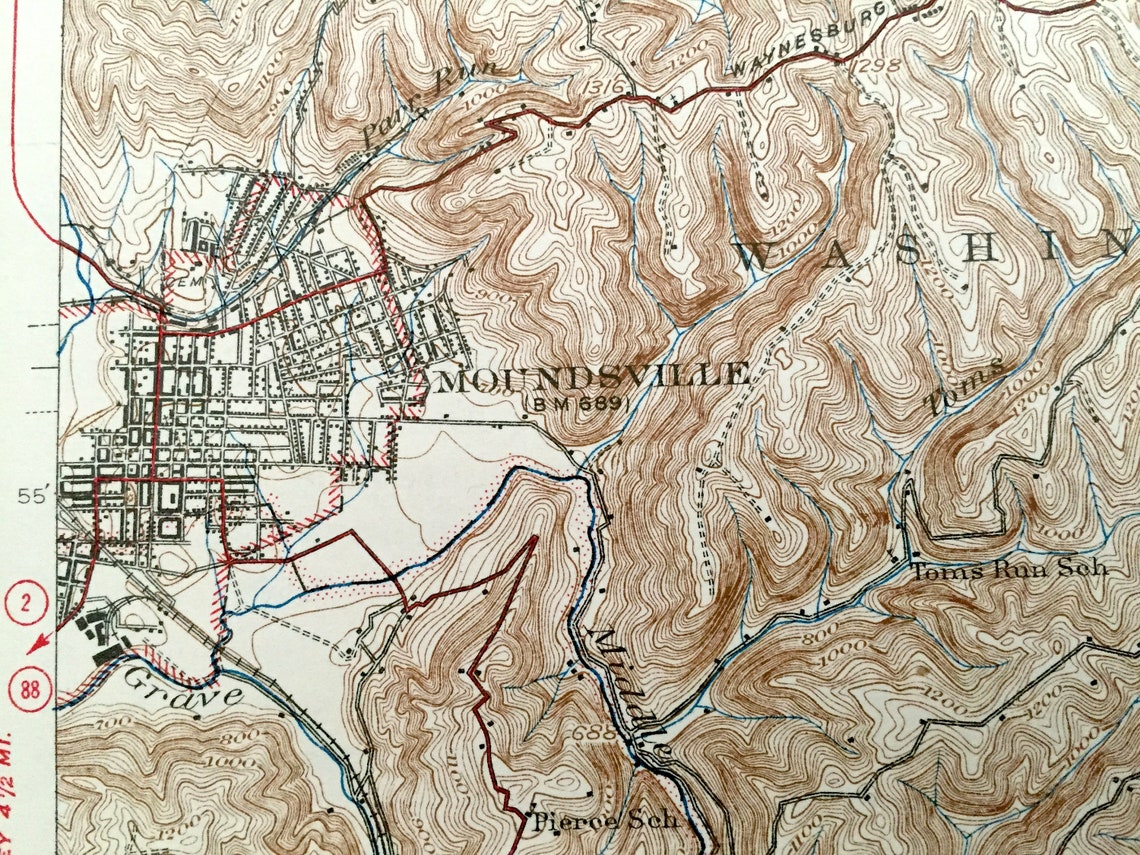 Antique Cameron West Virginia 1942 US Geological Survey Etsy