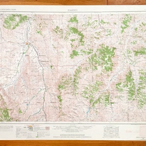 Antique Hardin, Montana 1954 US Geological Survey Topografische kaart - Lodge Grass, Wyola, Busby, Ashland, Crow Agency, Lame Deer Wyoming MT WY