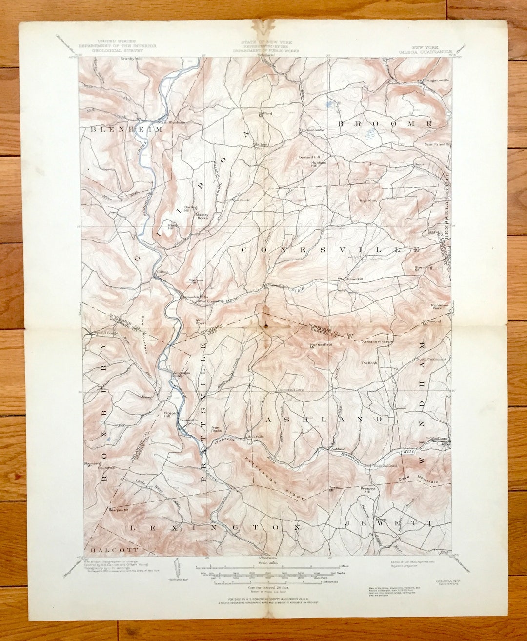 Antique Gilboa, New York 1903 US Geological Survey Topographic Map
