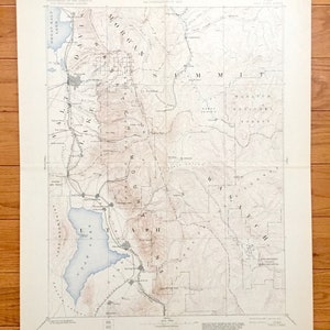 Antique Salt Lake City, Utah 1885 US Geological Survey Topographic Map – Provo, Farmington, Lehi, American Fork, Pleasant Grove, Salem, UT
