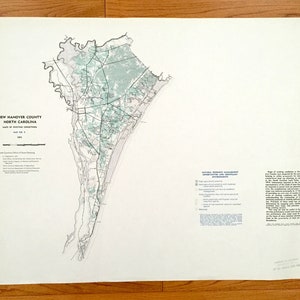 Antik New Hannover County, North Carolina 1975 Natural Resources Management Map – Wilmington, Masonboro, Kings Grant, Wrightsville Beach NC
