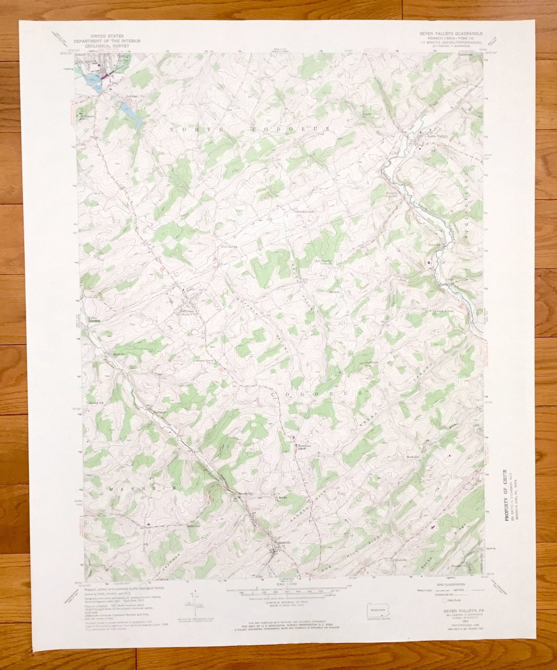 Antique Seven Valleys Pennsylvania 1953 US Geological Survey Etsy