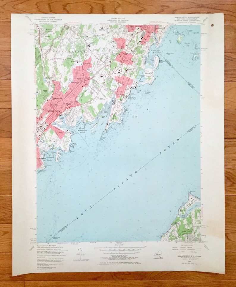 Antique Mamaroneck New York 1955 US Geological Survey Etsy