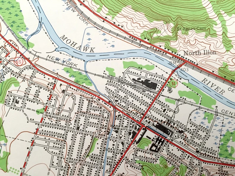Antique Ilion New York 1943 US Geological Survey Topographic Etsy