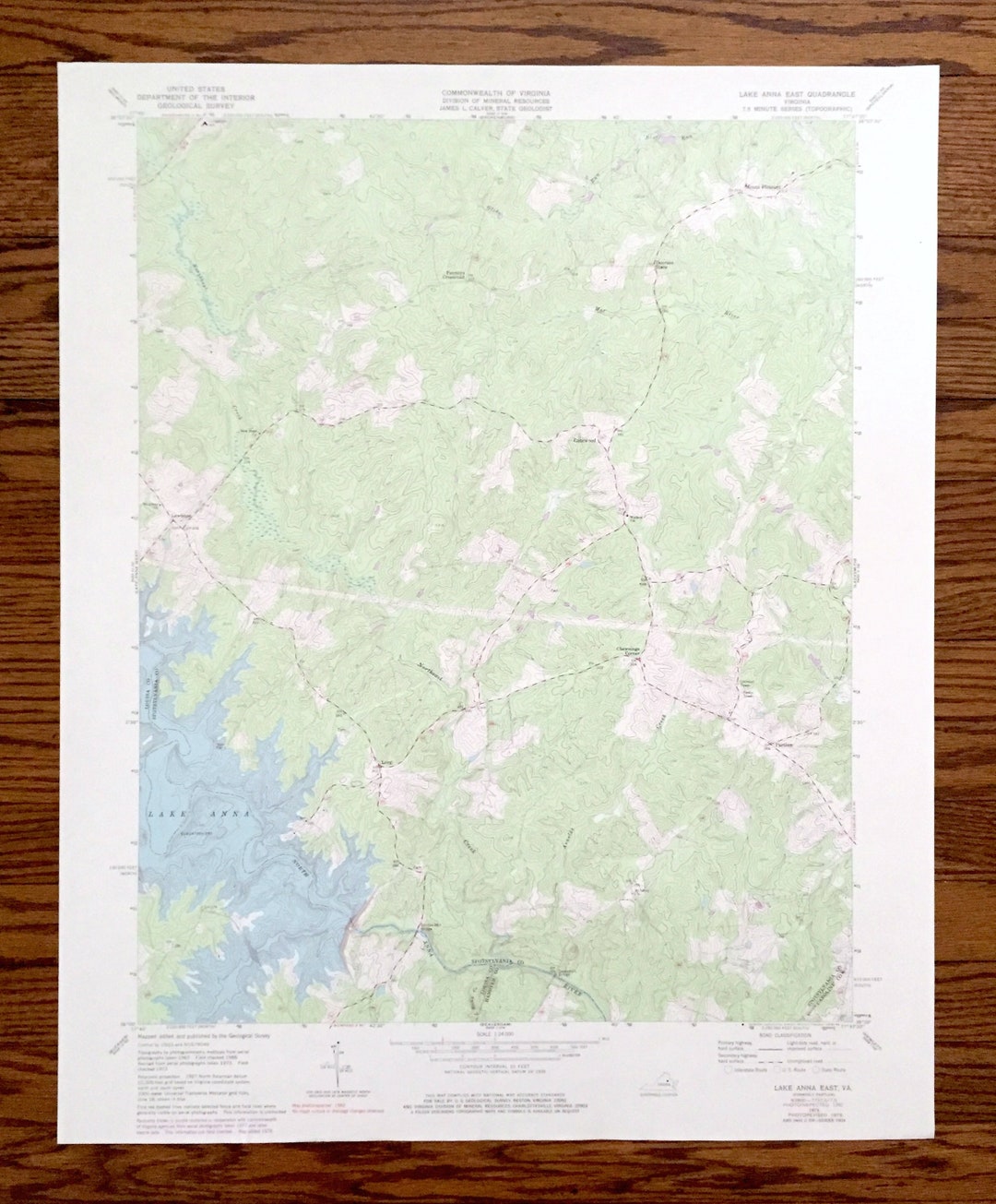 Antique Lake Anna East, Virginia 1973 US Geological Survey Topographic ...