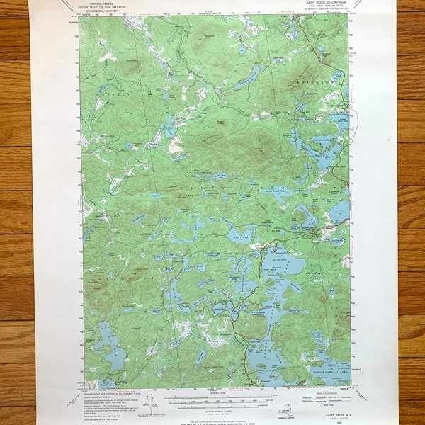 Antike Saint Regis, New York 1955 US Geologischer Dienst, topographische Karte - Adirondacks, Saranac Lake, Santa Clara, Brighton, Harrietstown, NY