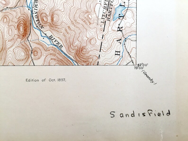 Antique Sandisfield Massachusetts 1897 US Geological Survey Etsy