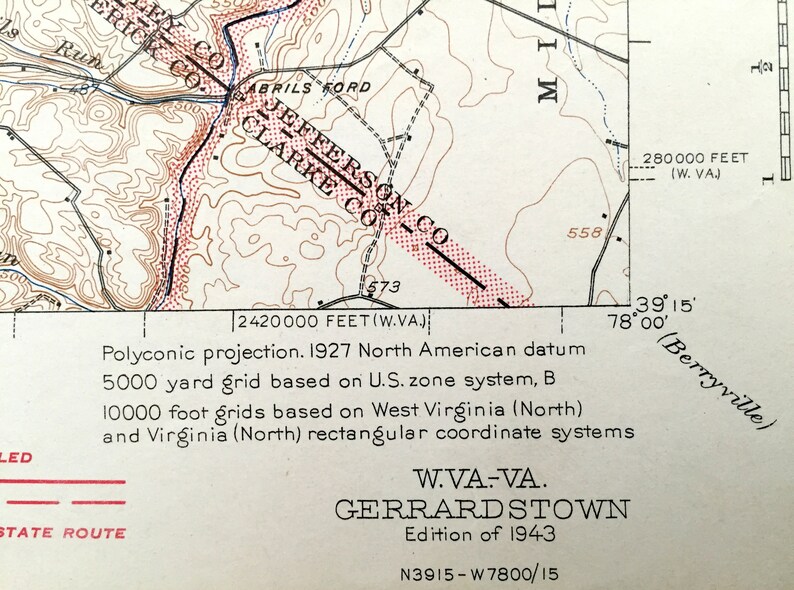 Antique Gerrardstown West Virginia 1943 US Geological Survey Etsy