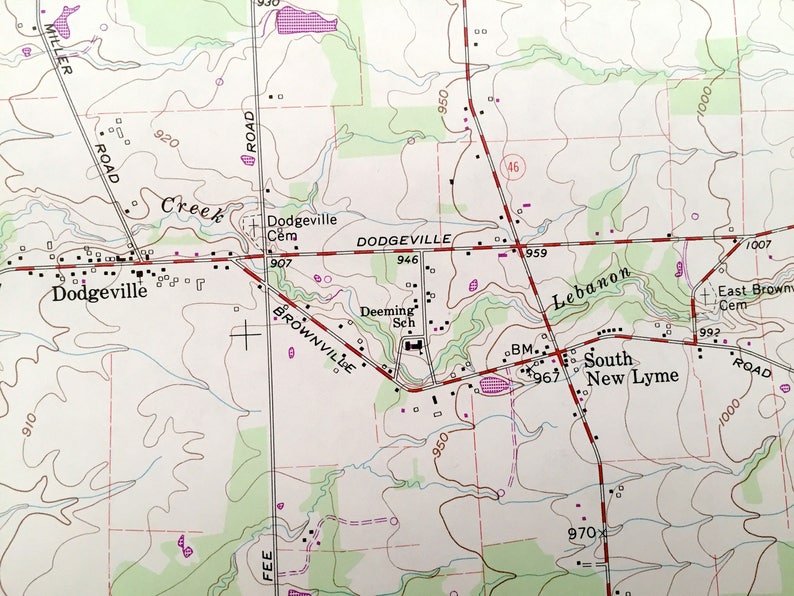 Antique Orwell Ohio 1960 Us Geological Survey Mapa Etsy España