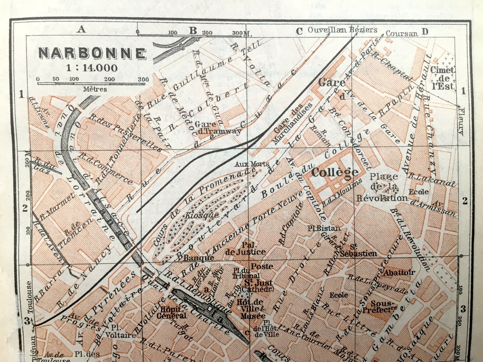 Antique 1914 Beziers and Narbonne France Map from Baedekers | Etsy