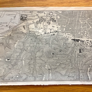 Antique 1913 Bologne, Italie Carte de Baedekers Guide – Certosa di Bologna, Meloncello, L’Osservanza, PIazza, Porta Saragozza, Montalbano