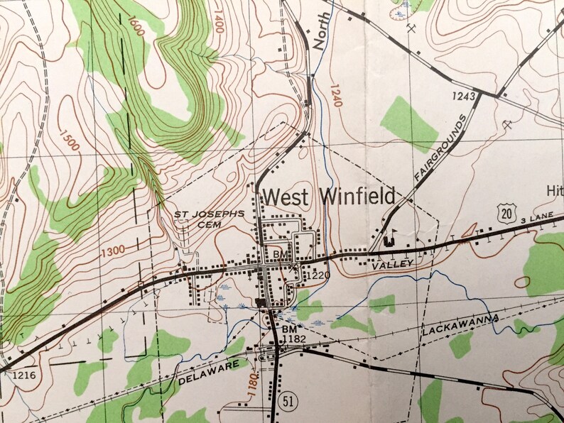 Antique West Winfield New York 1945 US Army Topographic Map Etsy