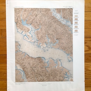 Antique Nomini, Virginia 1890 Mapa topográfico del Servicio Geológico de EE. UU. – Piney Point, Río Potomac, Leonardtown, Maryland, Condado de Westmoreland