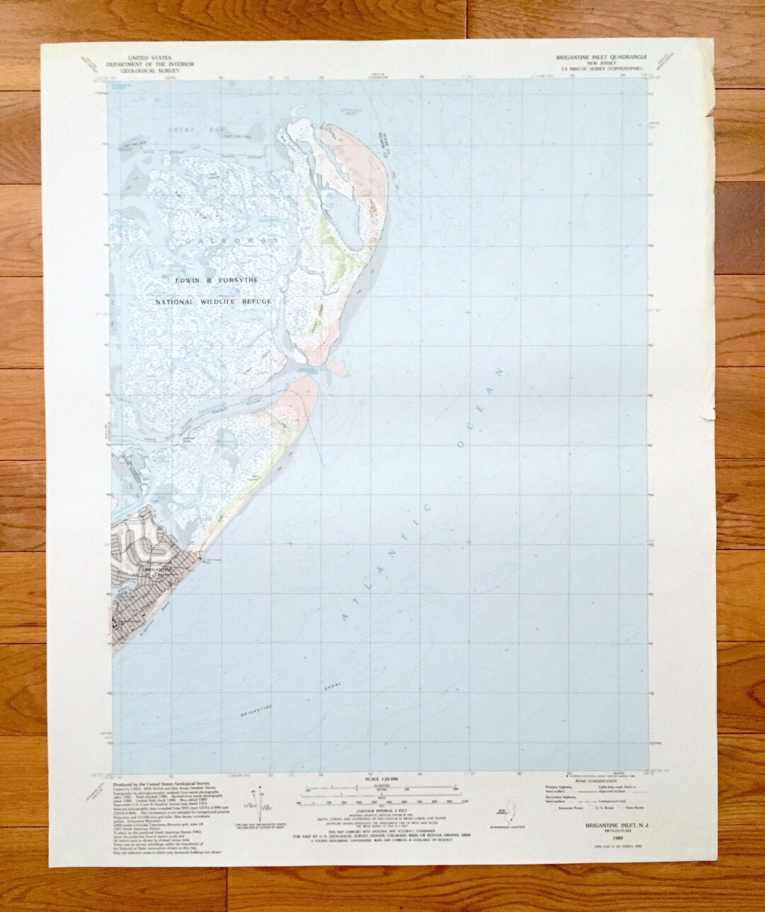 Antique Brigantine Inlet, New Jersey 1989 US Geological Survey