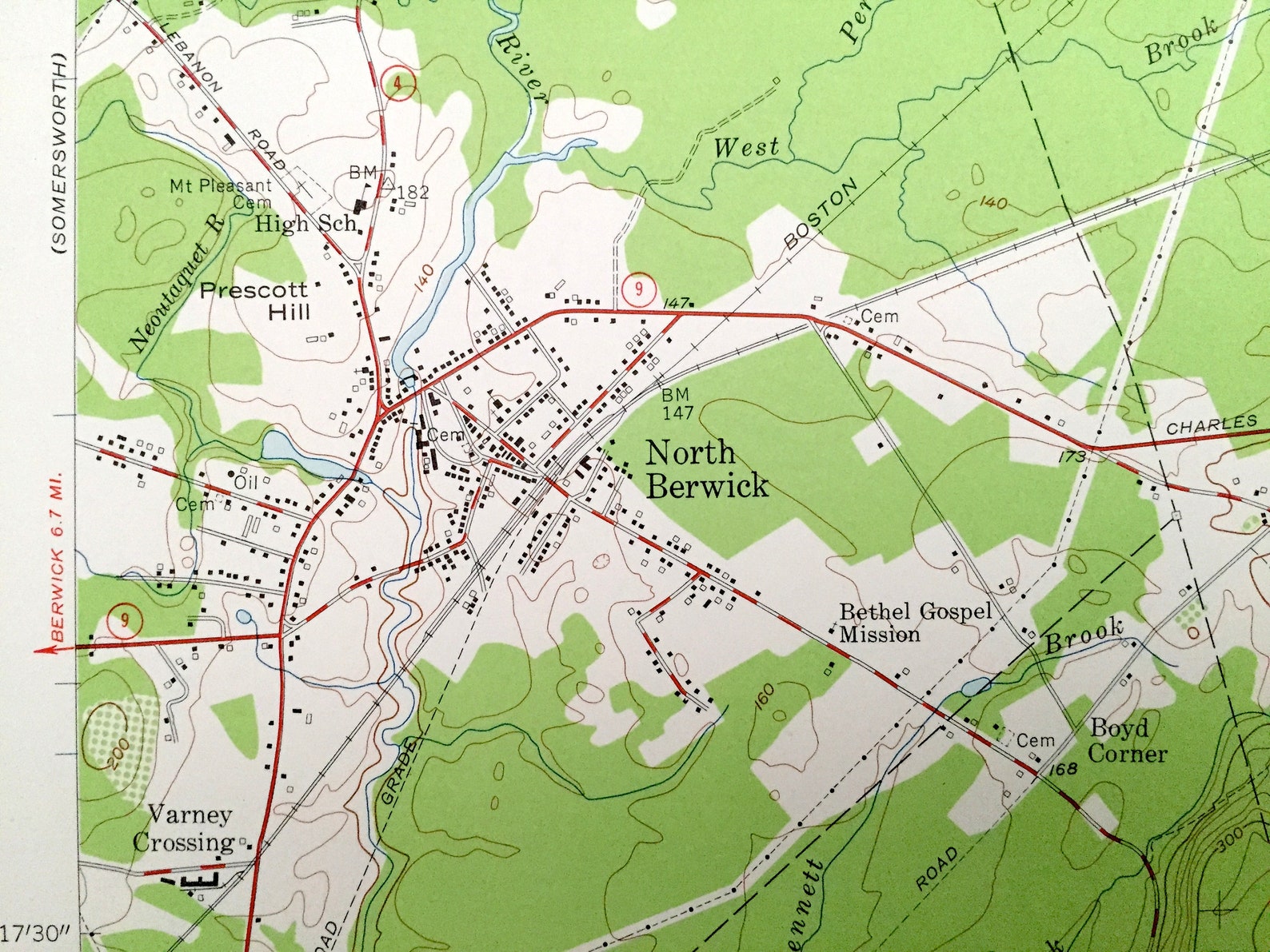 Antique North Berwick Maine 1956 US Geological Survey Etsy UK